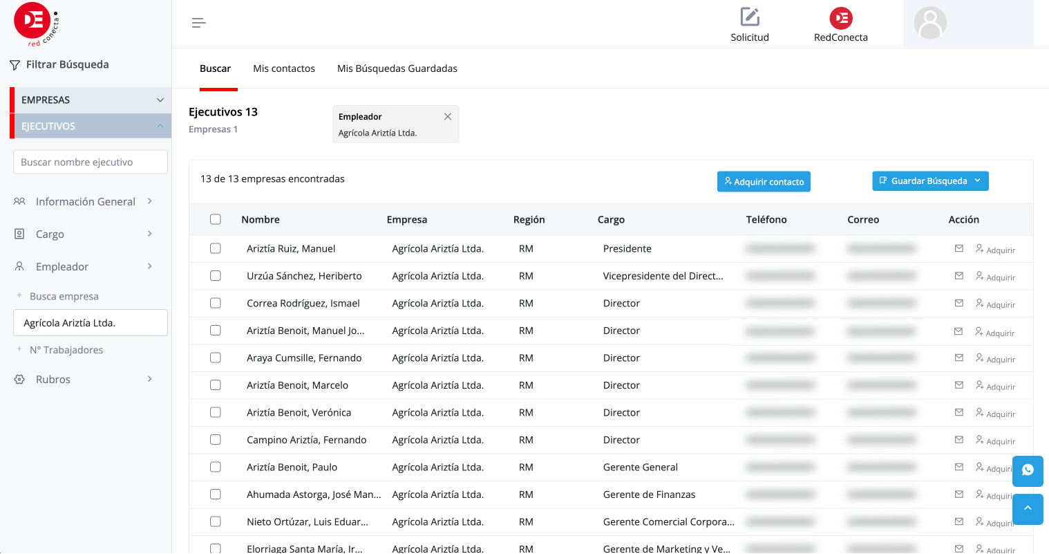EJECUTIVOS DE EMPRESAS - Base de datos de empresas y ejecutivos de chile