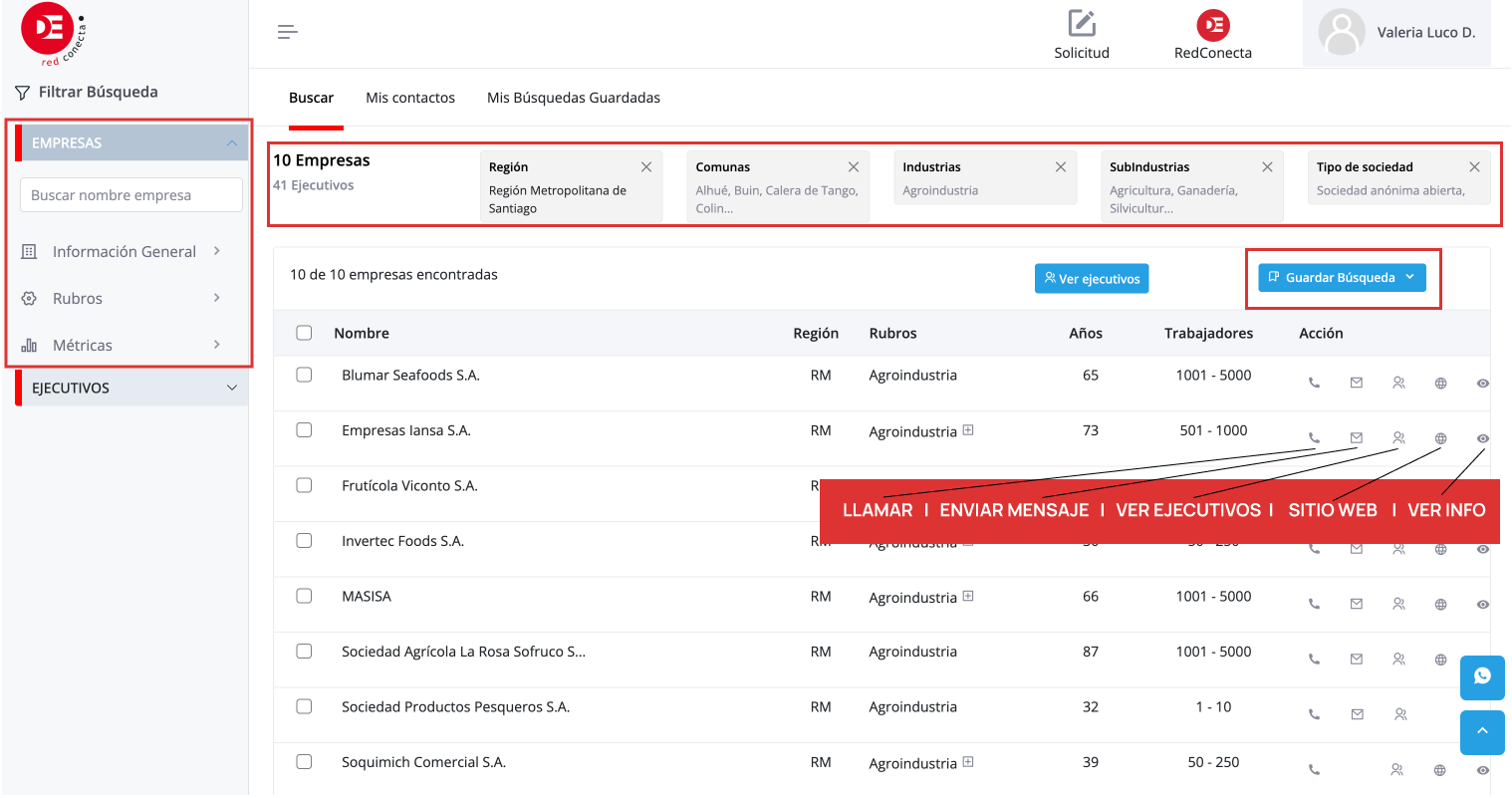 FILTRO EMPRESAS - Base de datos de empresas y ejecutivos de chile